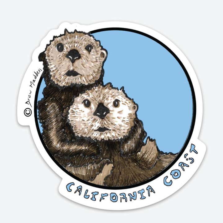 Cali Coast Otters for wholesale by Drew Madden Art Stickers