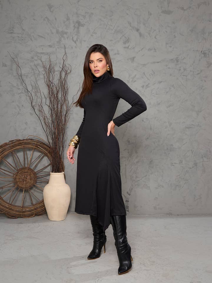 MARA - Wholesale Dress - Women's - CACHARREL NECKLINE DRESS WITH NESGAS1