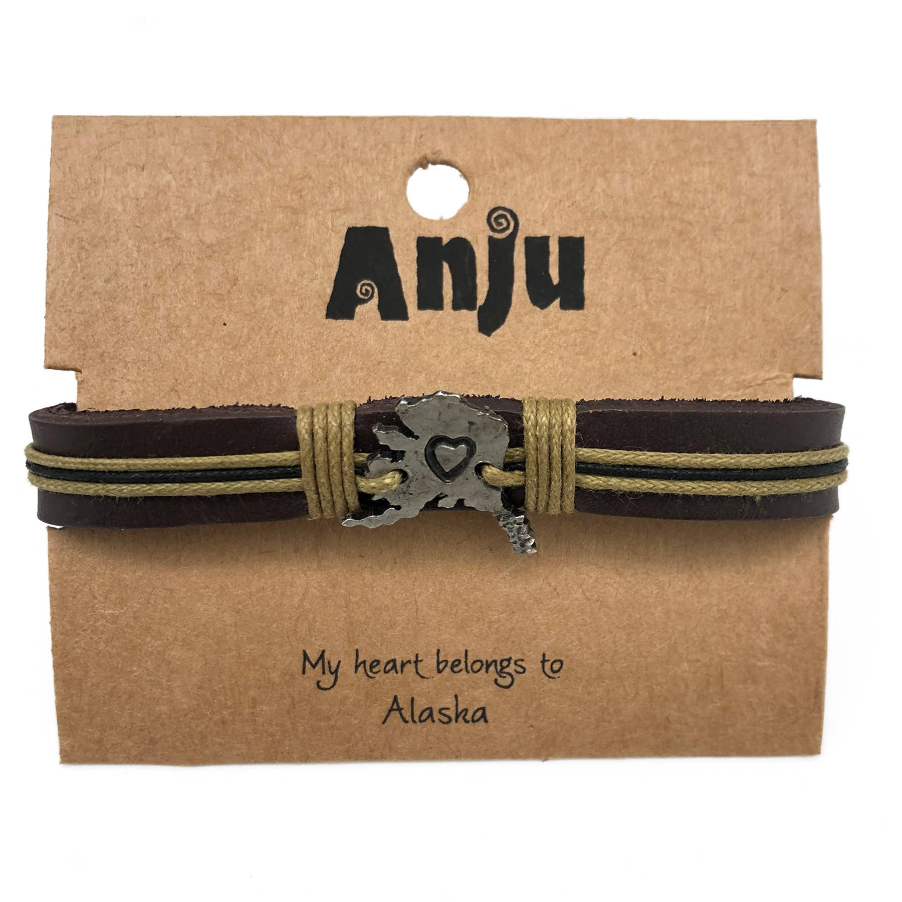 Anju Jewelry – Großhandel Armband mit Charms/Anhängern – Home State Schmuck - Zinn Lederarmband1