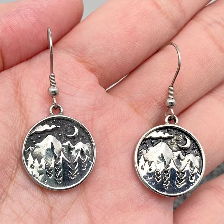 Mio Queena - Wholesale Dangle Earrings - Forest Under Starry Sky Stainless Steel Dangle Earrings0