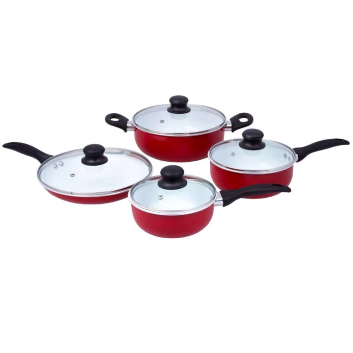 Lexi Home - Wholesale Cookware Set - Chef's Delight 8-Piece Petite Aluminum Ceramic Cookware Set