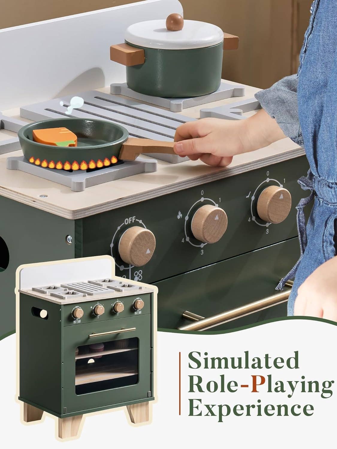 Robud & Mewoofun Official Store - Vendita all'ingrosso Set di giocattoli - Bambini - Set da gioco cucina per bambini con forno giocattolo in legno Robud8