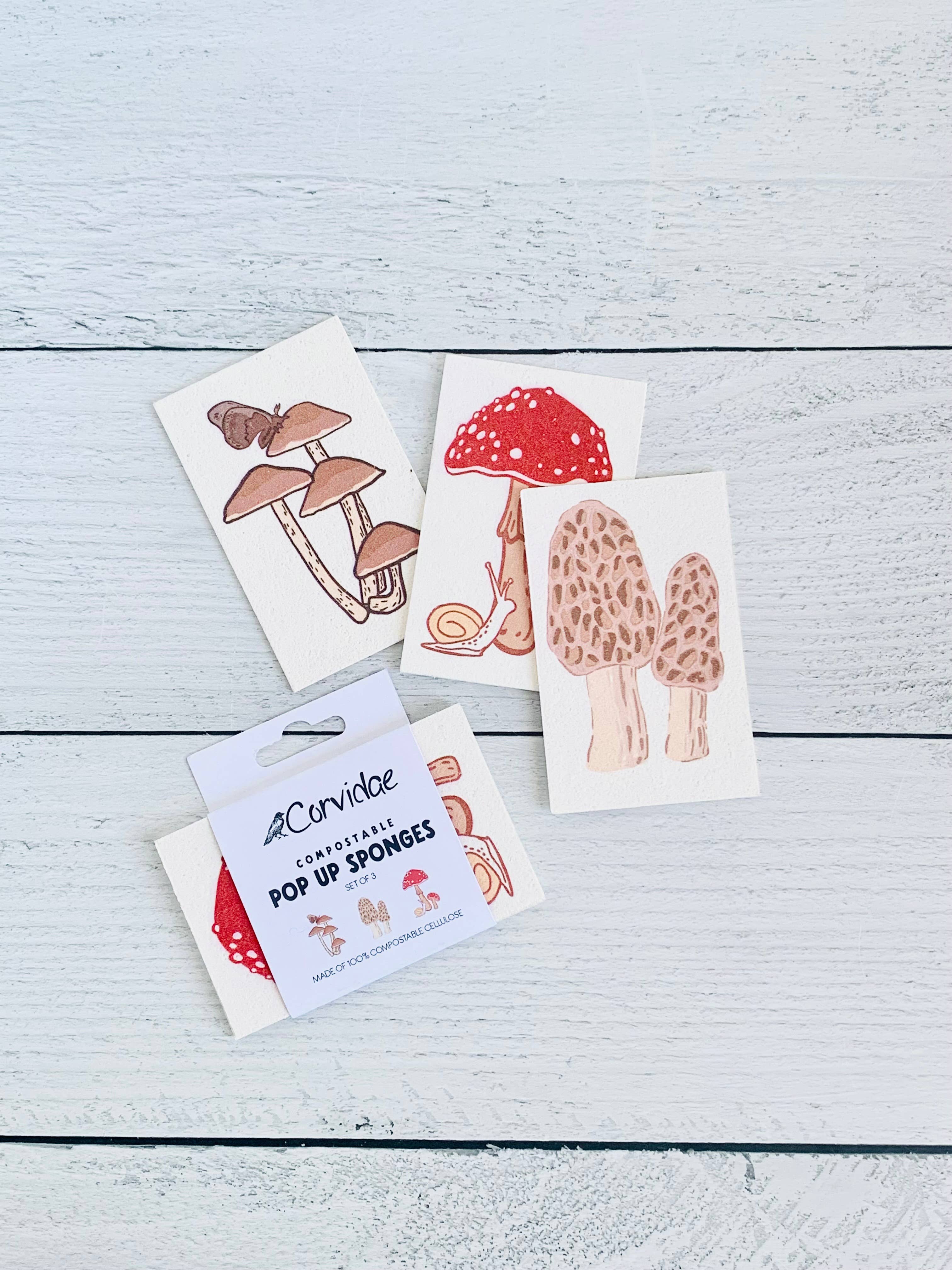 Corvidae drawings & designs - Wholesale Cleaning Sponge - Mushroom Compostable Pop Up Sponges - set of 31
