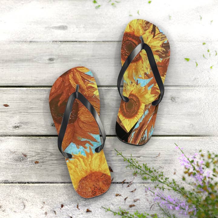Van Gogh Solrosor flip-flops för wholesale av Victorholistics