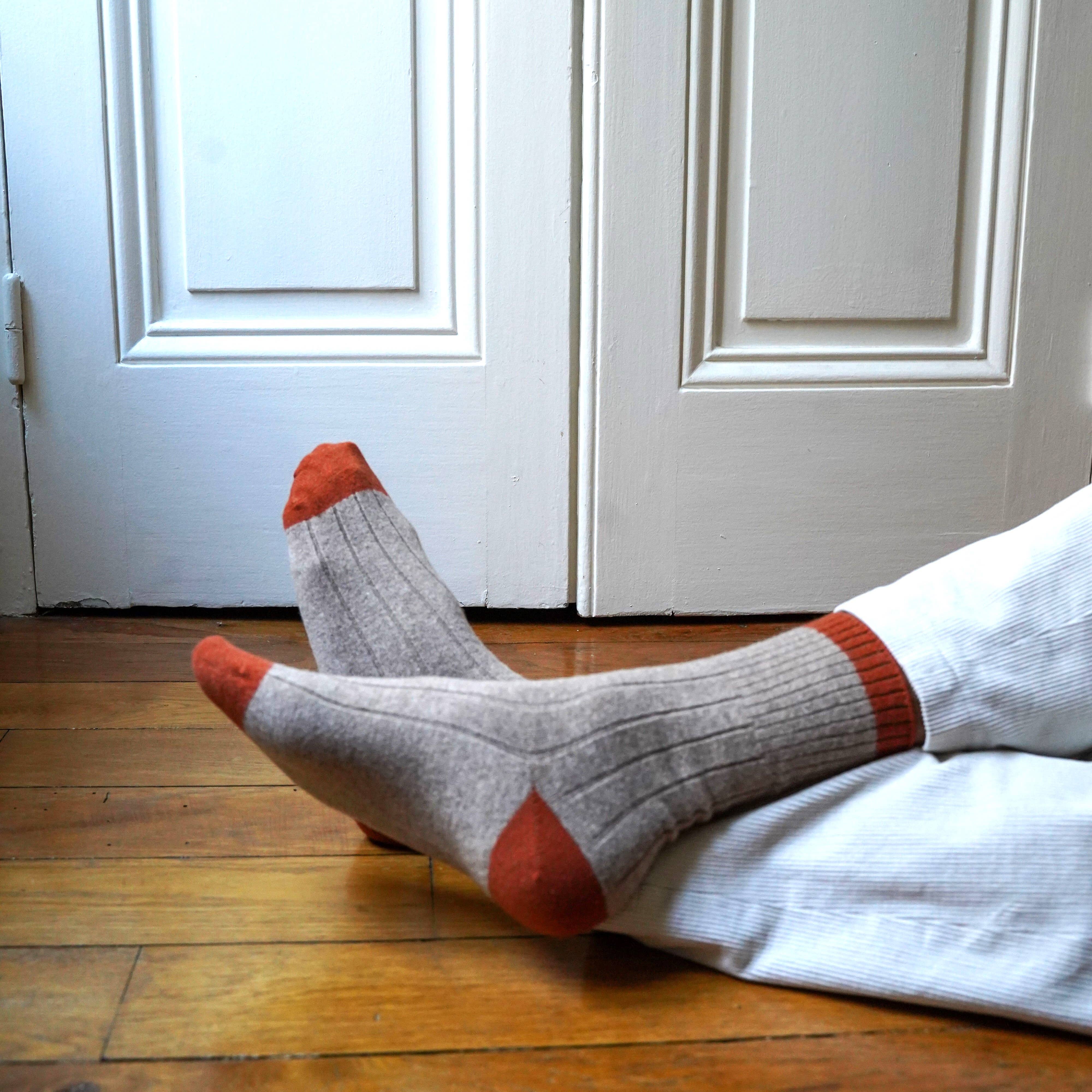 KLUE - Wholesale Socks - Unisex - KLUE merino wool banded socks | Beige and orange2