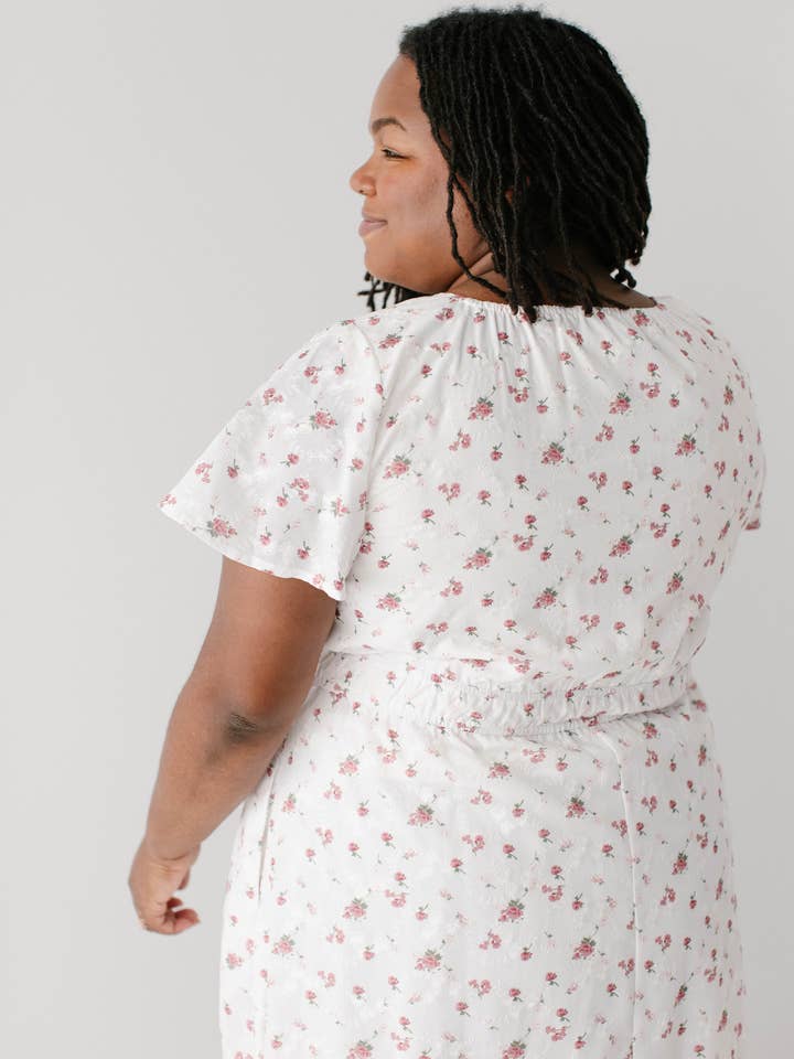 White 'Cynthia' Embroidered Floral Print Dress for wholesale on Faire12