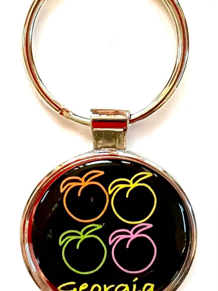 Atlanta Georgia Keychain 4 Peaches | Atlanta Gift Key Ring for wholesale by Mary Ellis