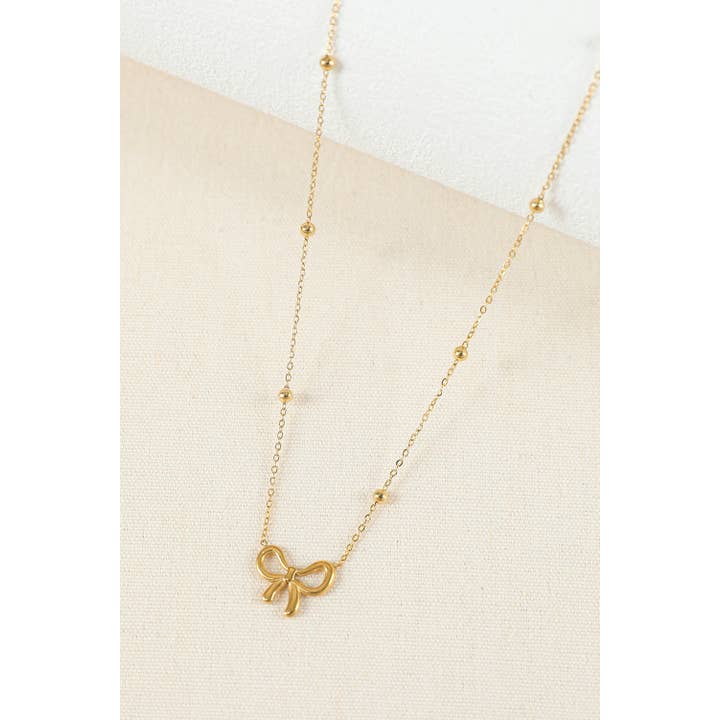 Gold Bow Knot Pendant Choker Necklace for wholesale on Faire2