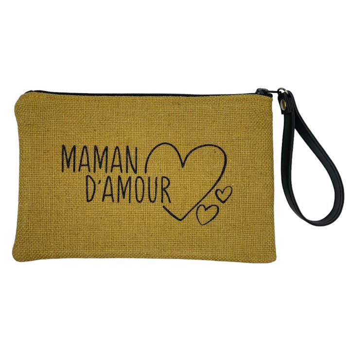 Pouch M, “Maman d'Amour” Anjou Mustard for wholesale by Emmanuel Création