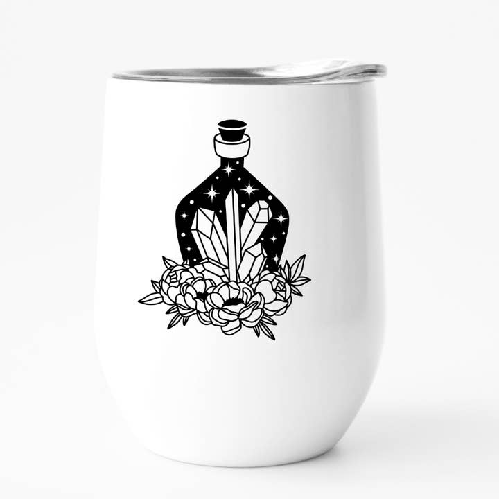 Kristallen en fleswijnbeker, Witchy Vibes voor wholesale door Fbombs & Booze