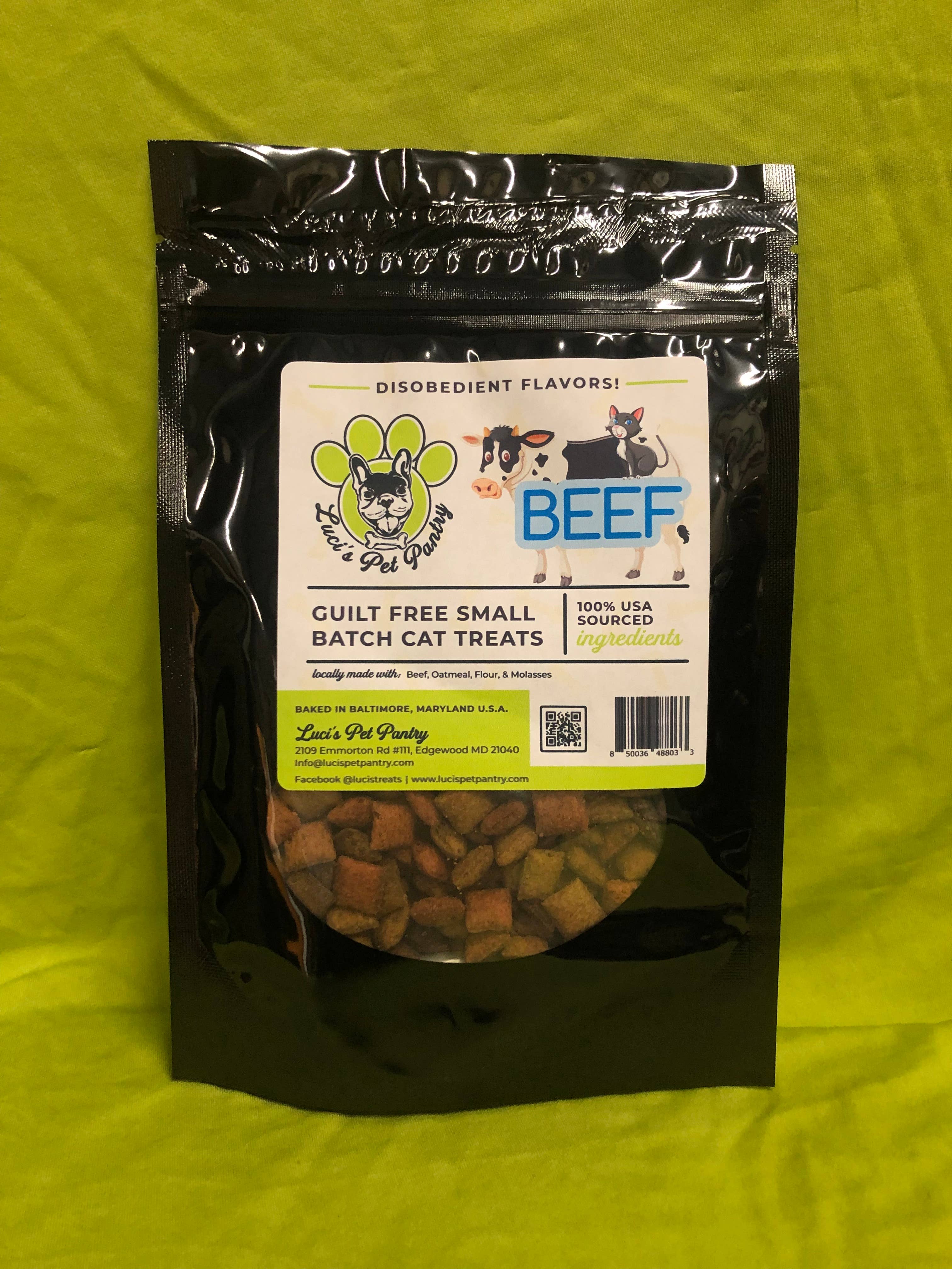 Luci's Pet Pantry - Wholesale Pet treats – Cat - Beef Cat Treats 2 oz. Treat Pouch - 12 Pack0