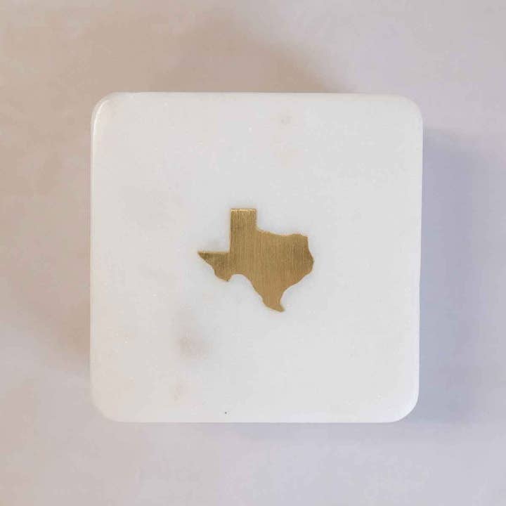 The Royal Standard - Wholesale Coasters - Texas Marble Coasters White/Brass 4x4 Set of 4