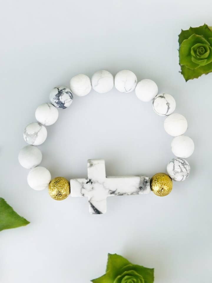 Genuine Gemstone Stretchy Bracelet - B1691 for wholesale by Magnolia & Peach Jewelry Boutique, LLC