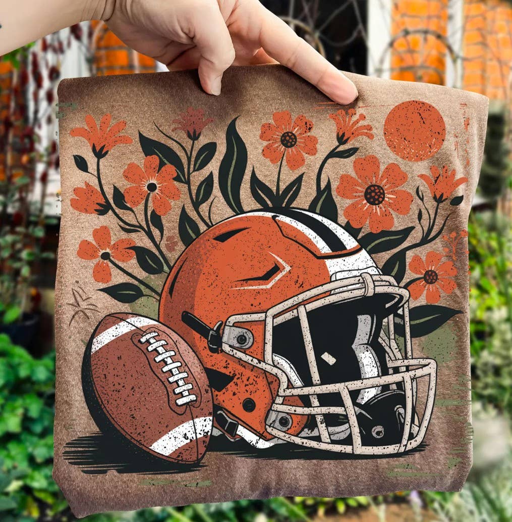 Front Porch Boutique - Wholesale T-Shirt (Graphic) - Women's - Floral Football Gear Short Sleve Tee0