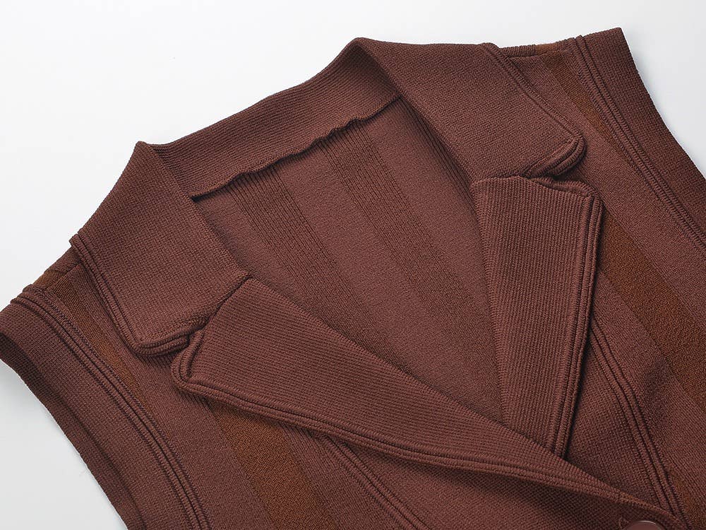 Color as pictures SET227 Tailored Knit Vest & Pleated Skirt Set – Fall Edit for wholesale on Faire5