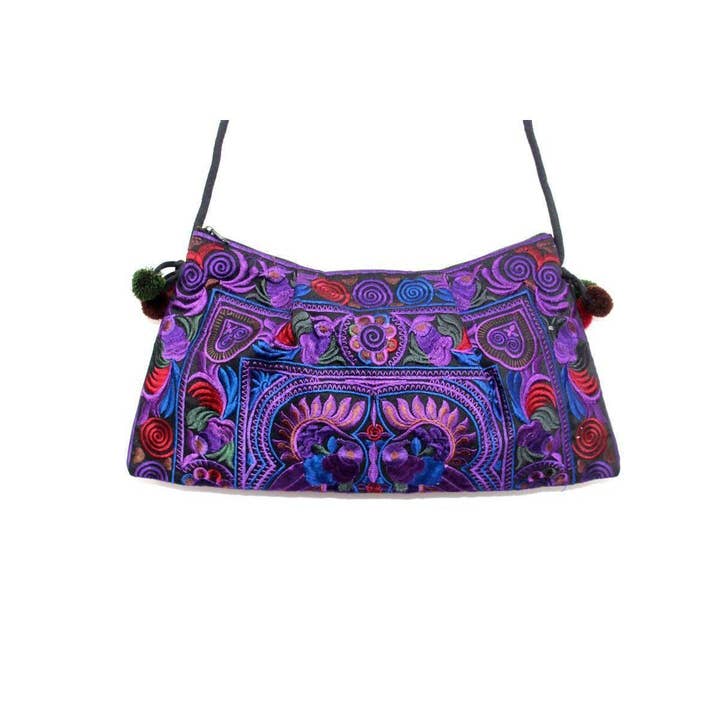 Cinch Hmong Embroidered Shoulder Purse - Multicolor Cinch Hmong Embroidered Shoulder Purse - Multicolor