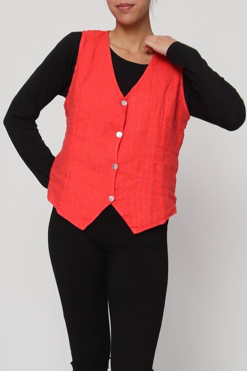 LÉA & LUC - Wholesale Button Down Shirt - Women's - Sleeveless shirt in 100% Linen REF. 517020