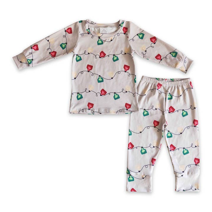 Christmas light print kids boy pajamas set for wholesale by Yawoo Garments