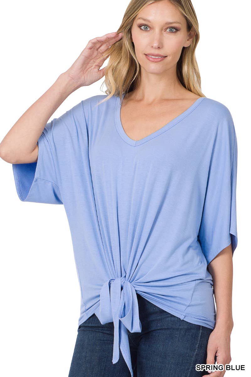 42POPS - Wholesale Tunic - Women's - ,..._ SI-18787 LUXE RAYON V-NECK TIE FRONT TOP14