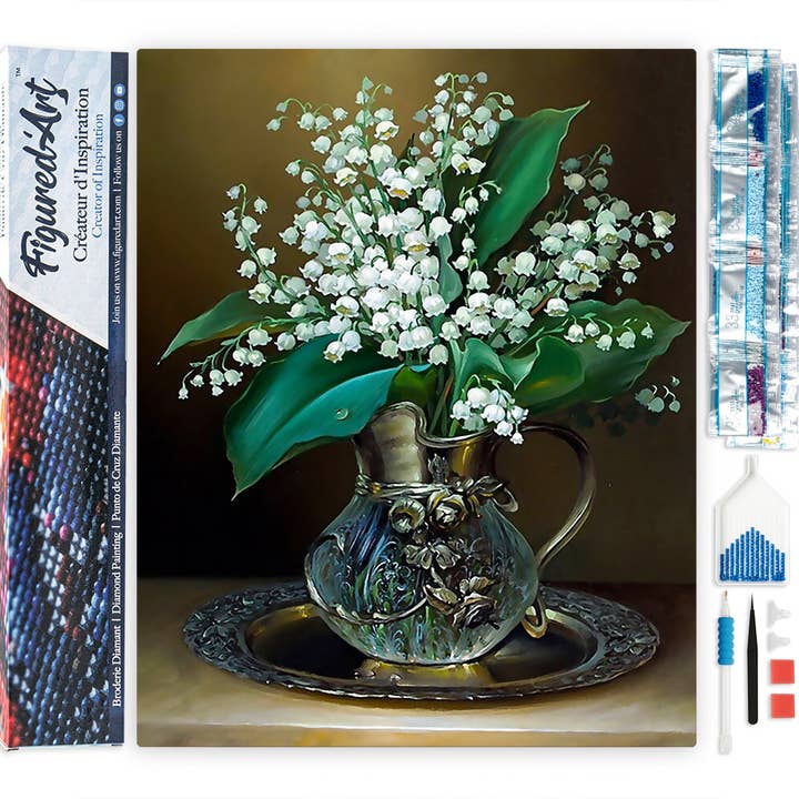 Diamond Painting - Vase of Lily of the Valley Flowers for wholesale by Figured'Art