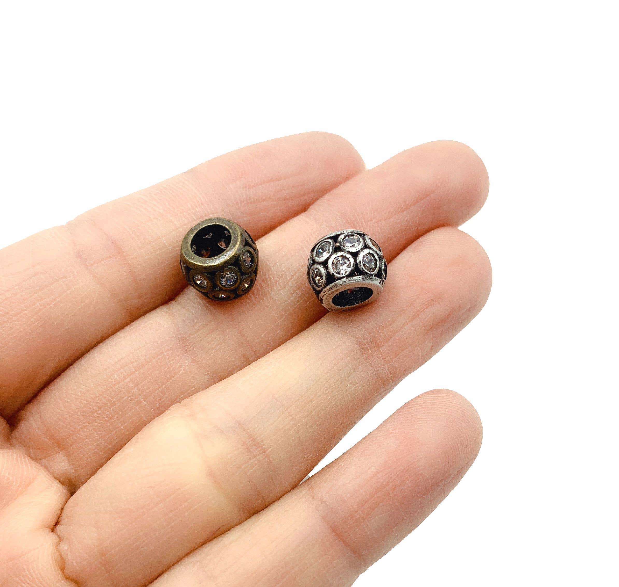 findings4uGem – wholesale Individual charm/pendant – Antique Barrel Spacer Beads CZ Micro Pave DIY Jewelry, BD033
