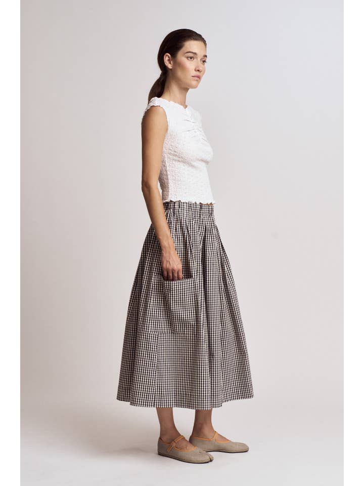 Grade & Gather - Wholesale Skirt - Women's - 50902RG - PLEAT WAIST GIGNHAM SKIRT2