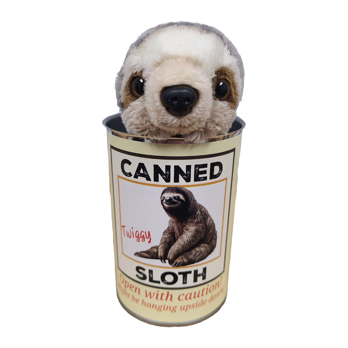 Canned Gifts – wholesale Stuffed/plush toy – Kids & baby – Twiggy the Canned Sloth Stuffed Animal Plush w/Funny Jokes3