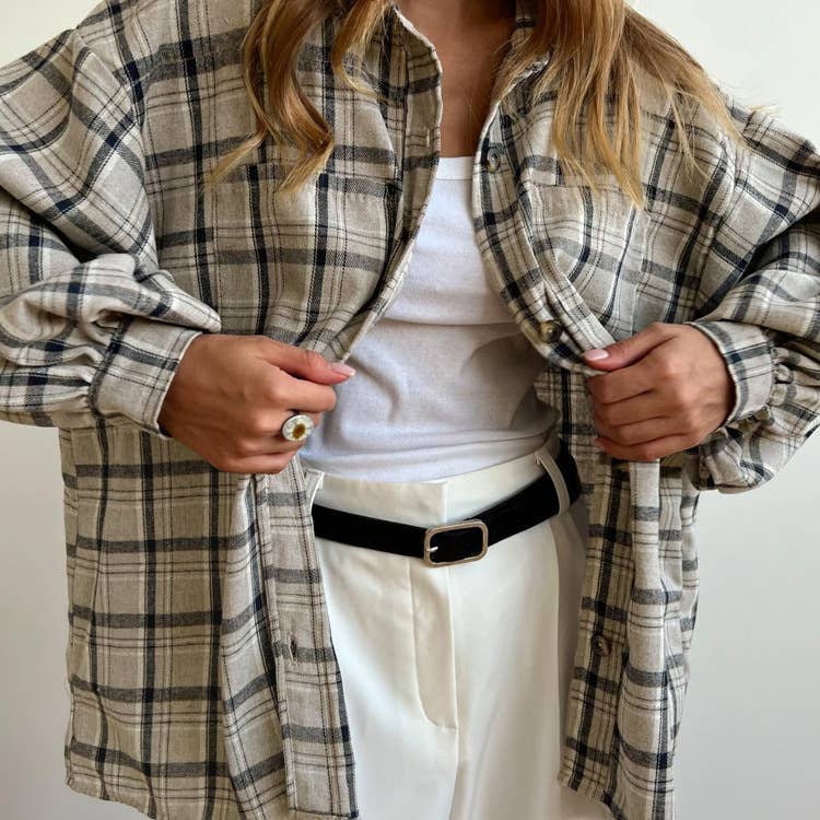 CHAMEAU Chemise classique à carreaux avec poches poitrine en vente sur Faire2