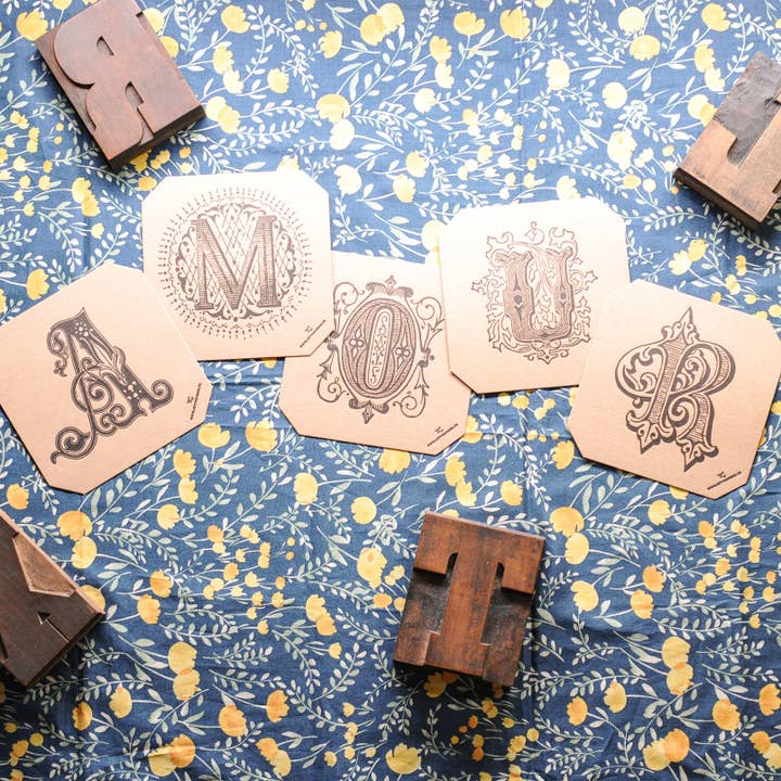 L'Atelier Letterpress - Wholesale Stationery/Notecard Set - Typography collection (32 Letterpress cards)2