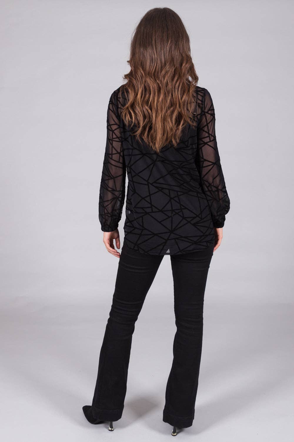 SOLO – wholesale Blouse – Women’s – Black Textured Mesh Top with Cami2