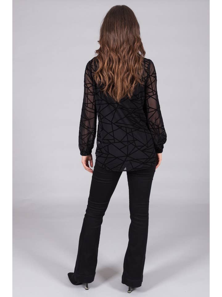 SOLO – wholesale Blouse – Women’s – Black Textured Mesh Top with Cami2