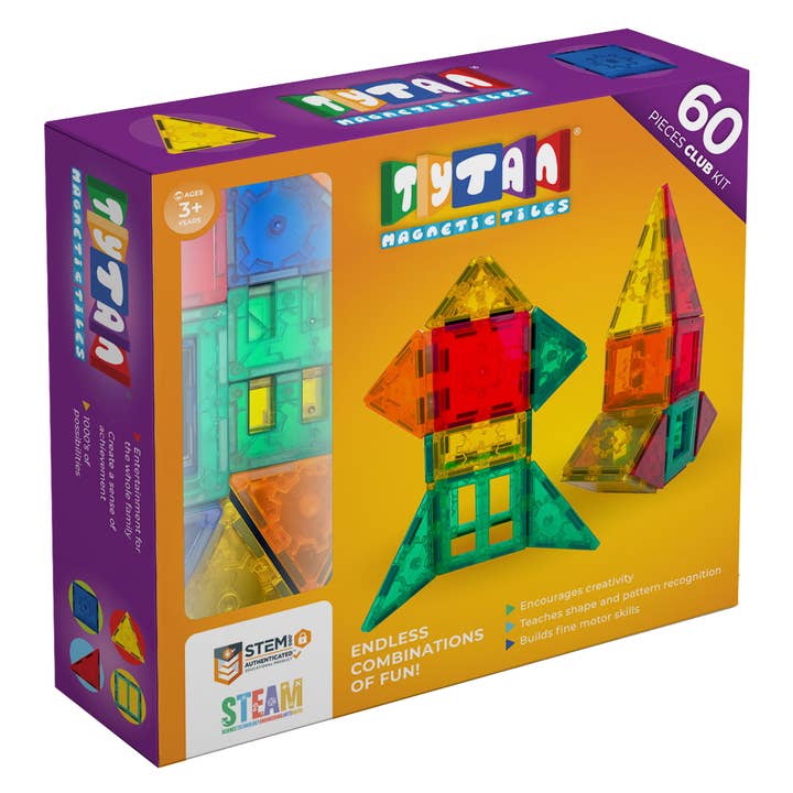 Tytan Toys - Wholesale Building Set - Kids - Tytan® Magnetic Tile Building Set – 60-Piece Club Kit