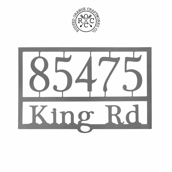 Rusted Orange Craftworks Co. - Wholesale Sign - Home Address Plaque - 3 Sizes - Personalized Metal Street Name and House Numbers Sign8