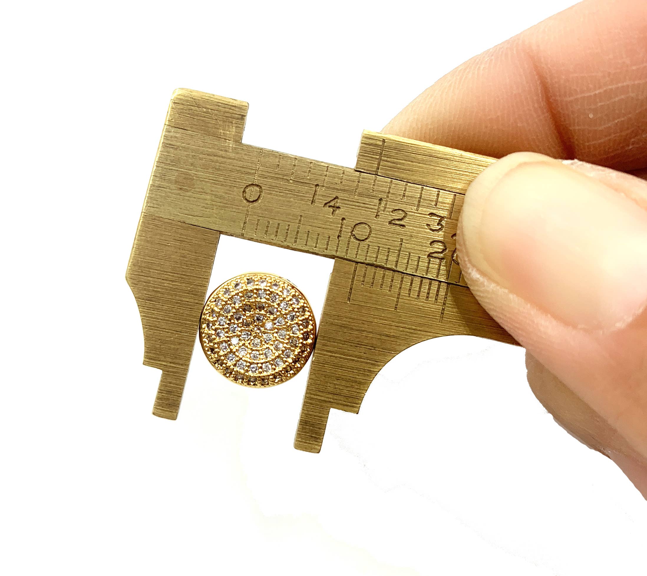 findings4uGem – wholesale Stud/post earrings – Flat Round CZ Micro Pave Bead Gold Filled DIY Jewelry, BD0452