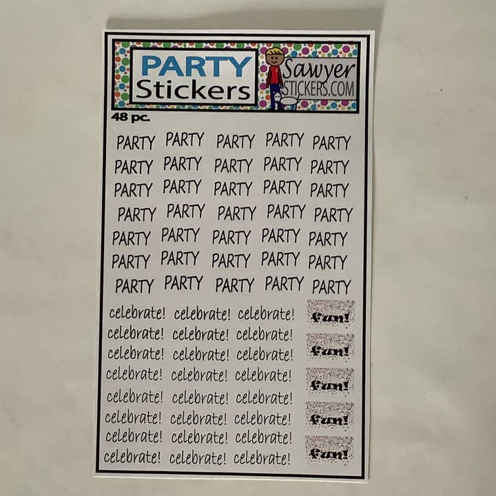 Party/Celebration Stickers for wholesale by The Polka Dot Box