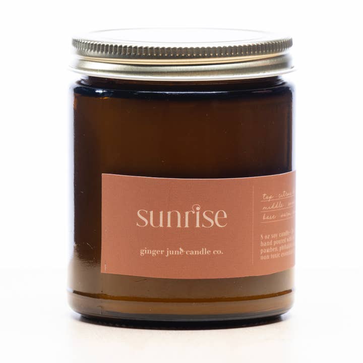 Ginger June Candle Co. - Vente Bougie en bocal - SUNRISE • collection minimale • Bougie au soya de 8 oz0