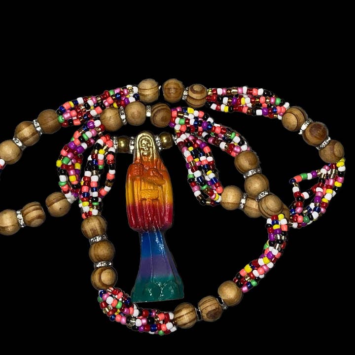 Readings by Judie Team - Wholesale Prayer Beads Necklace - Santa Muerte Ritual Collar Handcrafted with Statue