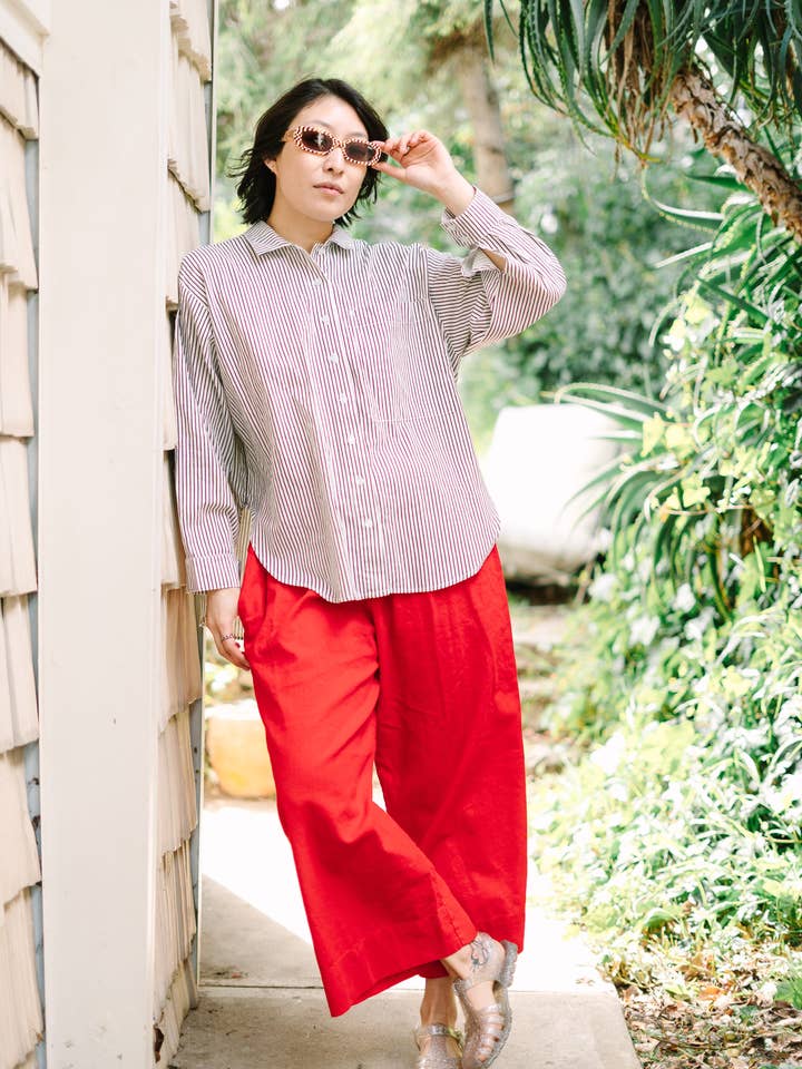 Nettle Studios - Wholesale Button Down Shirt - Unisex - Size Inclusive Plus Size Long Sleeve Button Up Striped Linen23