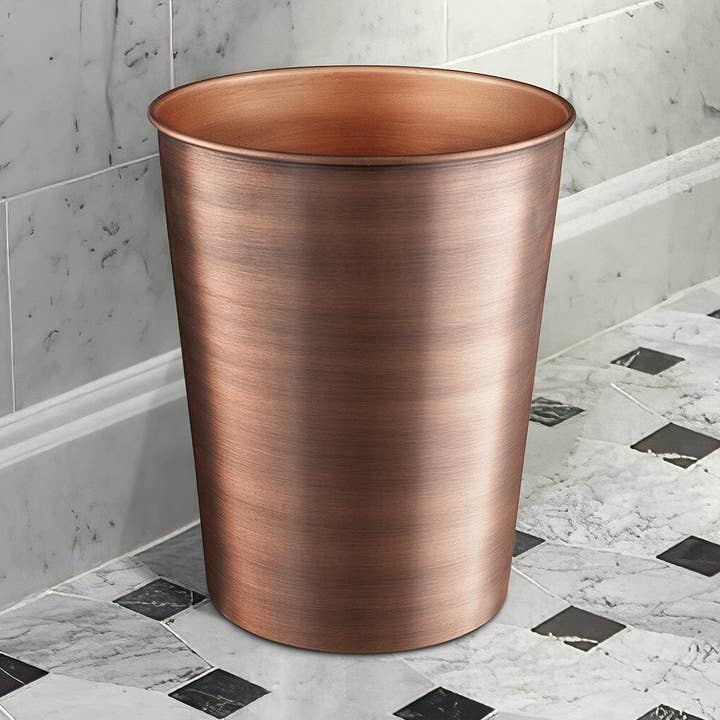 Smooth Metal 10 inch Wastebasket Trash Can for wholesale by Monarch Abode