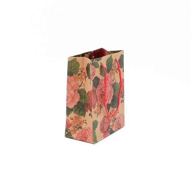 Inca UK - Vente Pochette cadeau - Sac cadeau en papier kraft à imprimé floral 14,5 x 11,5 x 6 cm1