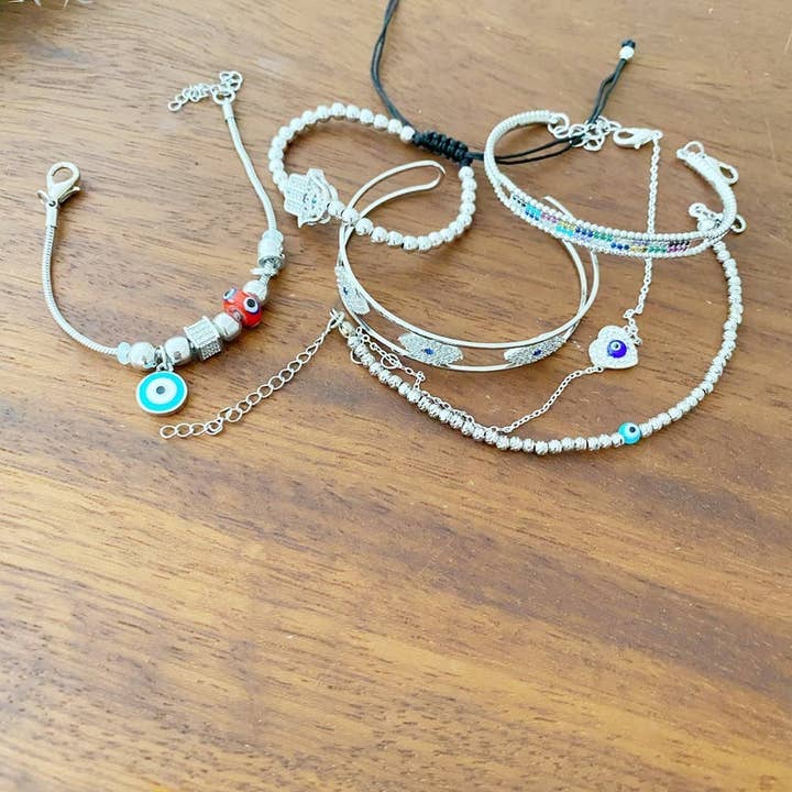 Evileyefavor - Wholesale Cuff Bracelet - Silver Evil Eye Bracelet, Evil Eye Cuff Bracelet, Greek Evil Eye Jewelry