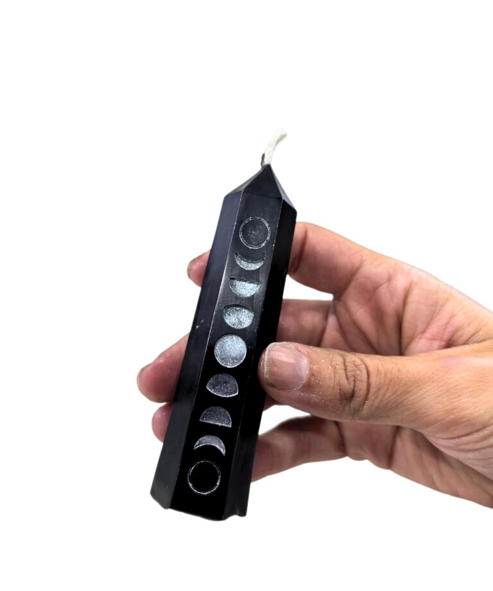 Freedom Rocks - Wholesale Novelty Candle - Moon Phase Black Crystal Tower Beeswax Candle2