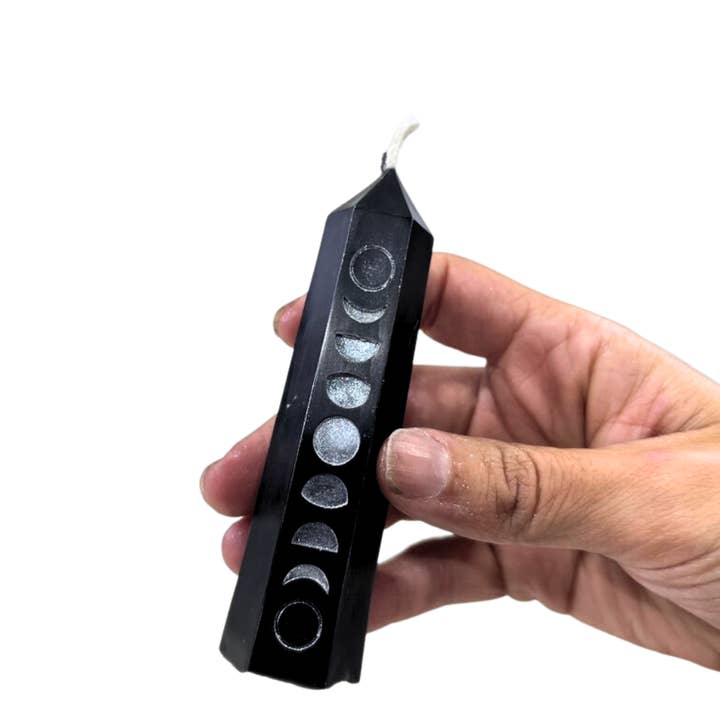 Freedom Rocks - Wholesale Novelty Candle - Moon Phase Black Crystal Tower Beeswax Candle2