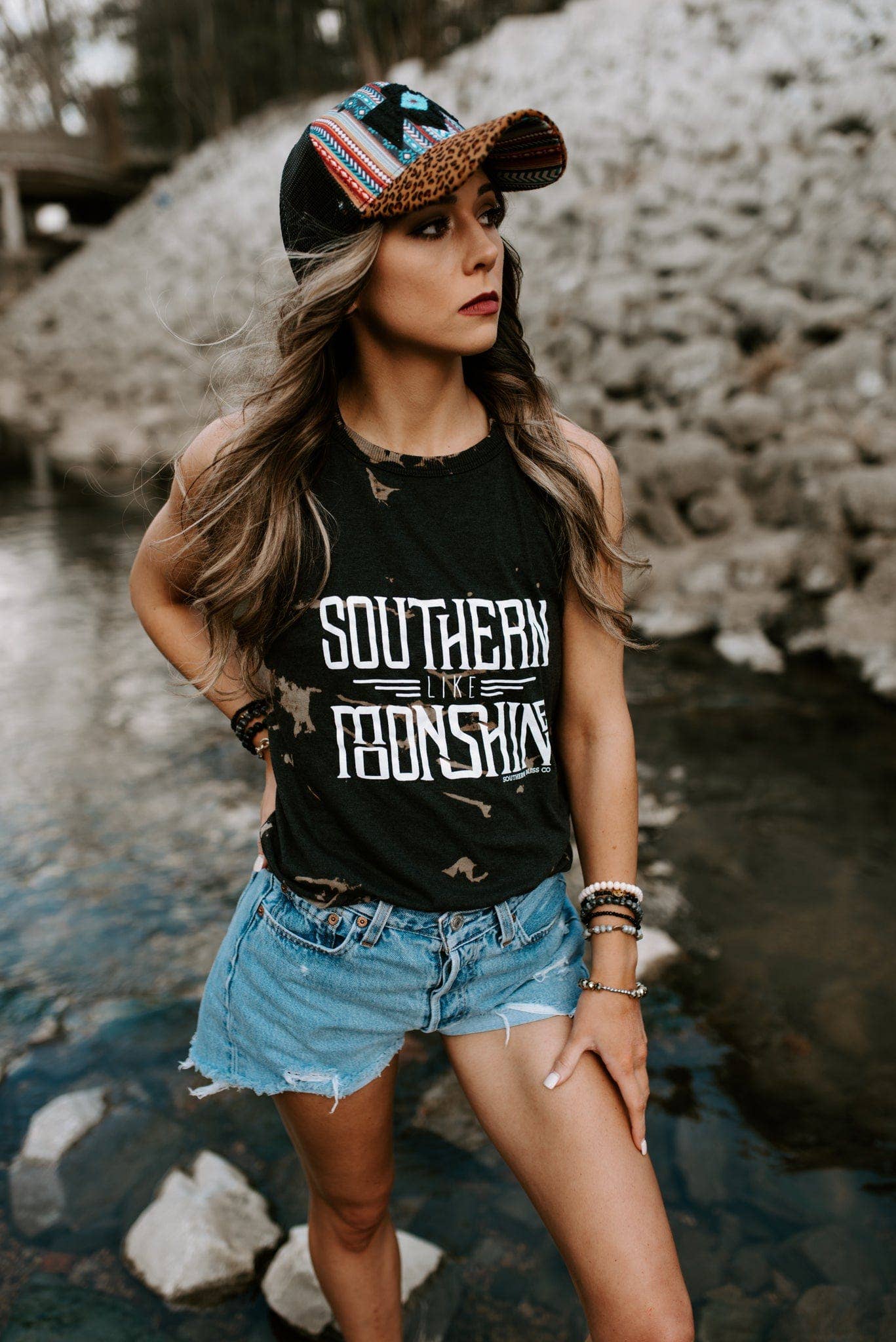 Southern Bliss Co. - Wholesale Tank Top - Women's - Southern Like Moonshine Black Bomba Tank