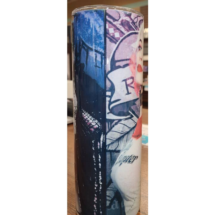 Unique Custom Tumblers by Ashley – copos e garrafas térmicas por atacado – Copo Magro de Sublimação Harley Quinn & Joker 20oz