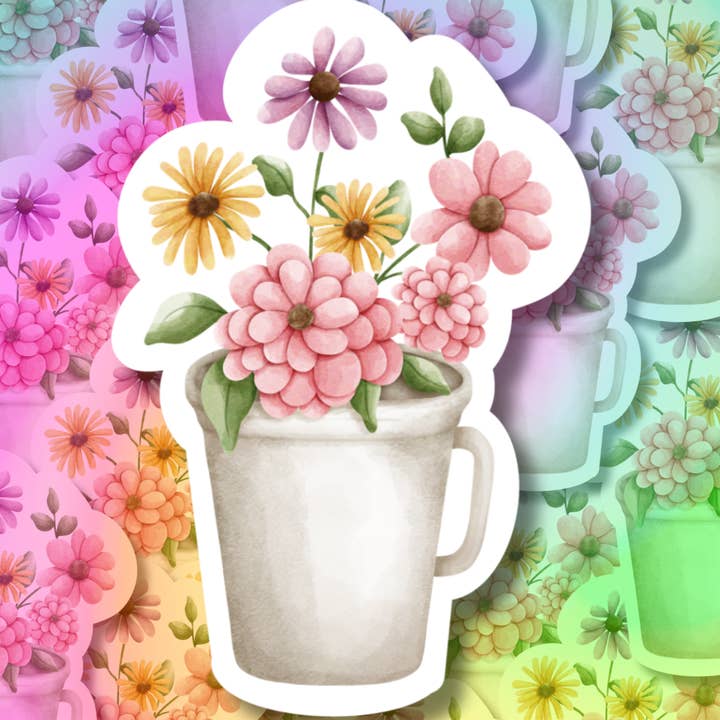 Blumenbecher Vinylaufkleber für den Großhandel von Hikaru Tara Art Arst & Craft Gift Shop
