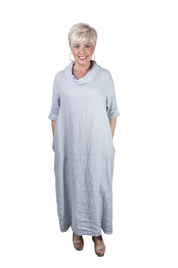TINA Stephens Italy/Tees By Tina – wholesale Dress – Women's – Mara Cowl Neck Linen Maxi Dress (DQ103)2