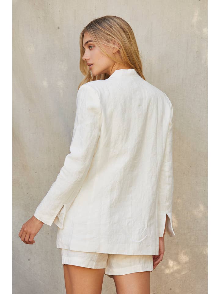 WHITE CJ9095 - Zoey Linen Blazer for wholesale on Faire2