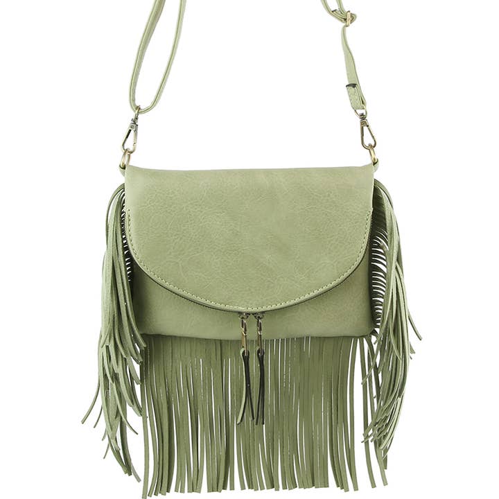 SMOOTH FRINGE ZIPPER CROSSBODY BAG, LQ 282 for wholesale by JOIA ACCESSORIES