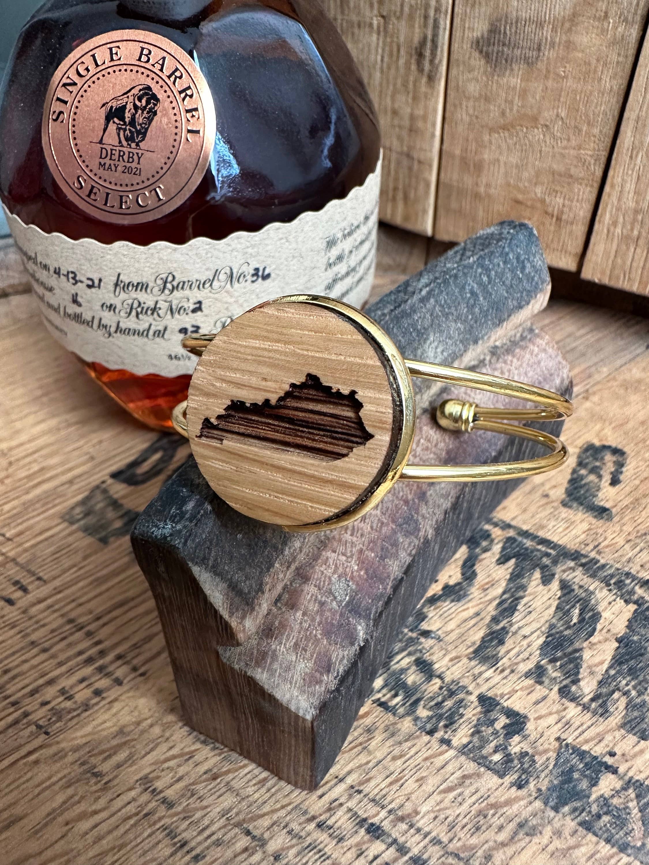 TWWKY - Wholesale Cuff Bracelet - Kentucky Bourbon Barrel Gold Cuff Bracelet3